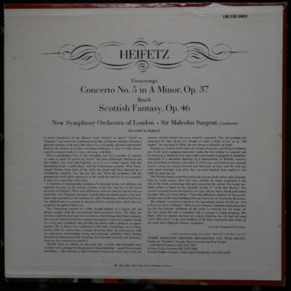 RCA Victor Red Seal LSC-2603 - Jascha Heifetz, Max Bruch, Henri - Image 2