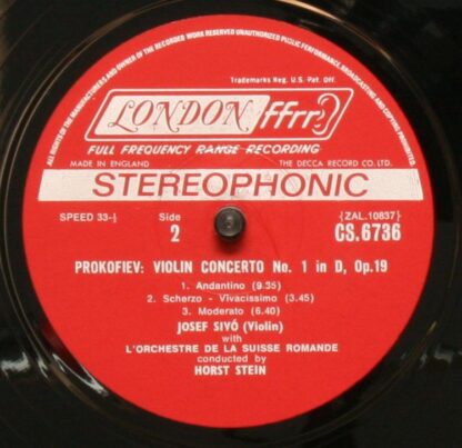 London Records CS 6736 - Sergei Prokofiev, Alexander Glazunov, J - Image 3