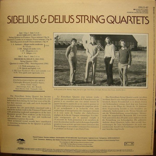 L'Oiseau-Lyre DSLO 47 - Jean Sibelius, Frederick Delius, Fitzwil - Image 2