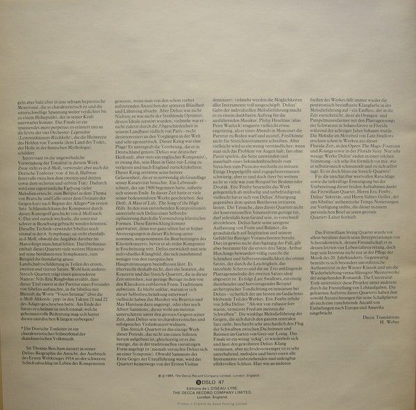 L'Oiseau-Lyre DSLO 47 - Jean Sibelius, Frederick Delius, Fitzwil - Image 6