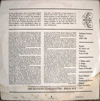 Eterna 7 20 030 - David Oistrach, Wolfgang Amadeus Mozart, Staat - Image 2