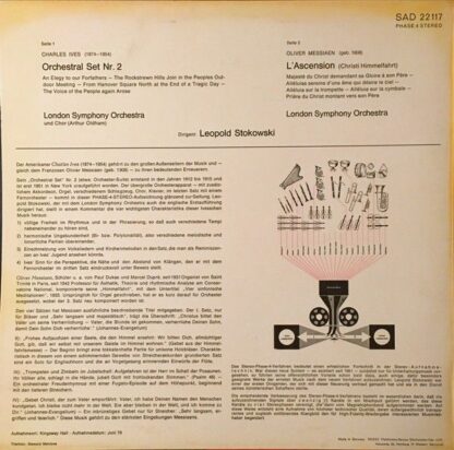 DECCA SAD 22 117 - Olivier Messiaen, Charles Ives, Leopold Stoko - Image 2