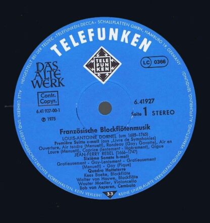 Telefunken 6.41927 AW - Quadro Hotteterre - Französische Blockfl - Image 4