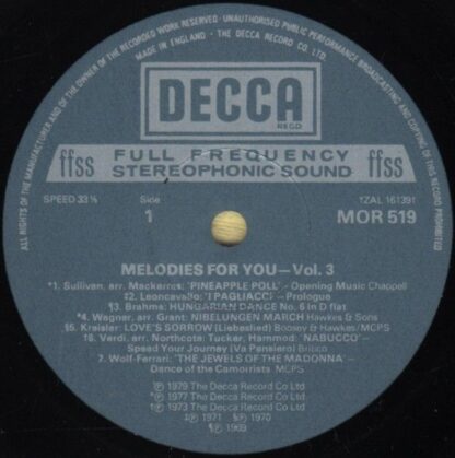 DECCA MOR 519 - Various - Melodies For You Vol.3 - Image 3