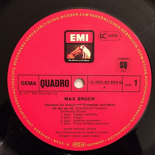 His Master's Voice 1 C 063-02 804 Q - Max Bruch, Itzhak Perlman, - Image 3