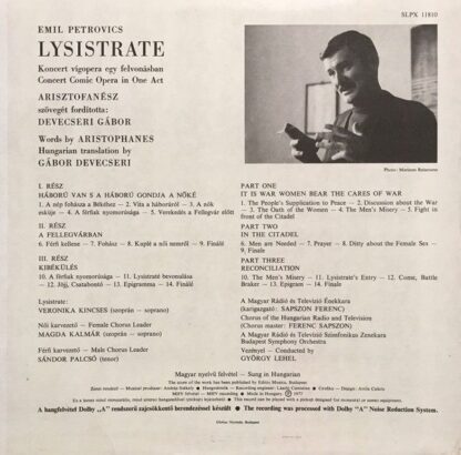 Hungaroton SLPX 11810 - Emil Petrovics - Lysistrate Comic Concer - Image 2