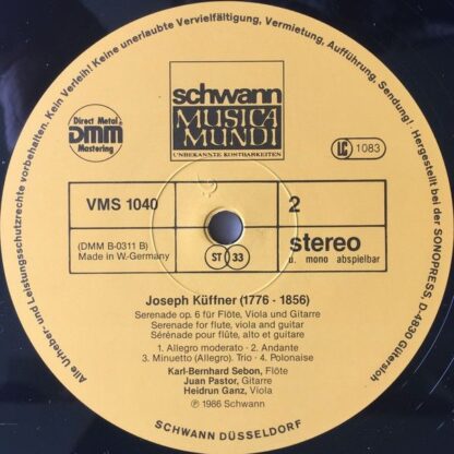 Schwann Musica Mundi VMS 1040 - Joseph Küffner, Kaspar Kummer, J - Image 4