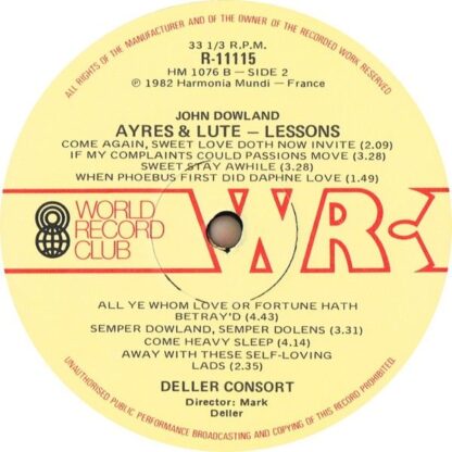 World Record Club R-11115 - John Dowland, Deller Consort, Mark D - Image 4