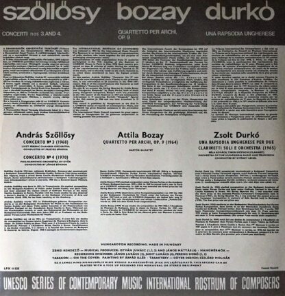 Hungaroton LPX 11525 - Szőllősy András, Attila Bozay, Durkó Zsol - Image 6