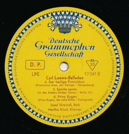 Deutsche Grammophon LPE 17041 - Carl Loewe,Josef Greindl,Hertha - Image 4