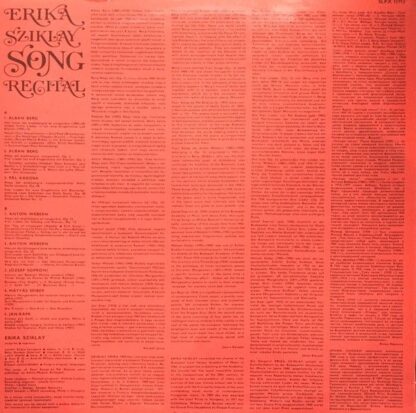 Hungaroton SLPX 11713 - Erika Sziklay, Alban Berg, Kadosa Pál, A - Image 2