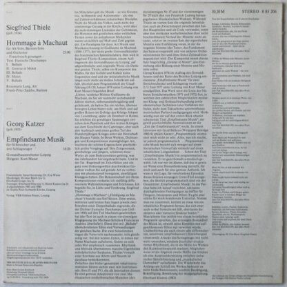Nova 8 85 206 - Siegfried Thiele, Georg Katzer - Hommage À Macha - Image 2