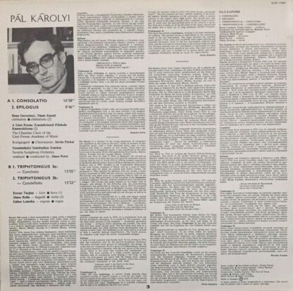 Hungaroton SLPX 11969 - Pal Karolyi - Consolatio / Epilogus / Tr - Image 2