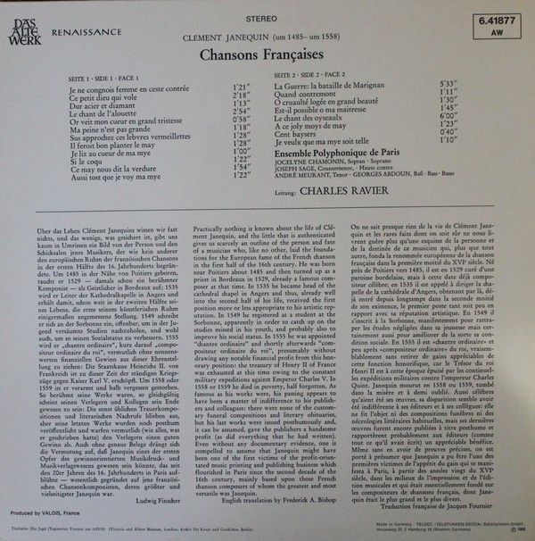 Telefunken 6.41877 AW - Clément Janequin - Chansons Françaises - Image 6