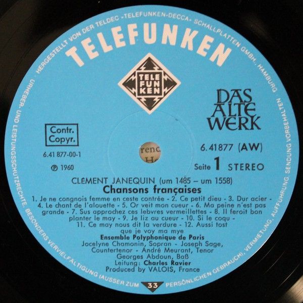 Telefunken 6.41877 AW - Clément Janequin - Chansons Françaises - Image 8