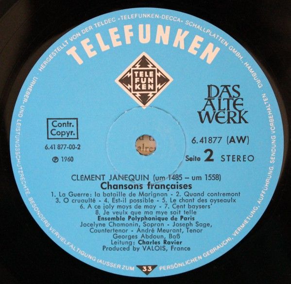 Telefunken 6.41877 AW - Clément Janequin - Chansons Françaises - Image 9