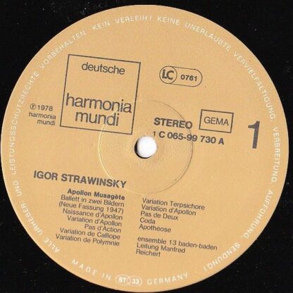 Deutsche Harmonia Mundi 1 C 065-99 730 - Igor Stravinsky, Ensemb - Image 3