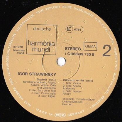 Deutsche Harmonia Mundi 1 C 065-99 730 - Igor Stravinsky, Ensemb - Image 4