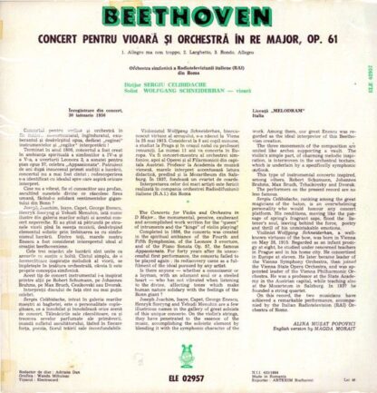 Electrecord ELE 02957 - Ludwig van Beethoven, Orchestra Sinfonic - Image 2