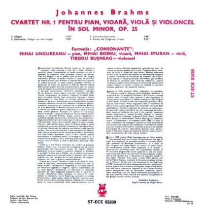 Electrecord ST-ECE 02830 - Johannes Brahms - Quartet No. 1 For P - Image 2