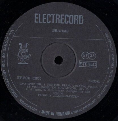 Electrecord ST-ECE 02830 - Johannes Brahms - Quartet No. 1 For P - Image 3