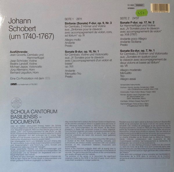 Deutsche Harmonia Mundi 1C 065 1999901 A - Johann Schobert, Jaap - Image 4