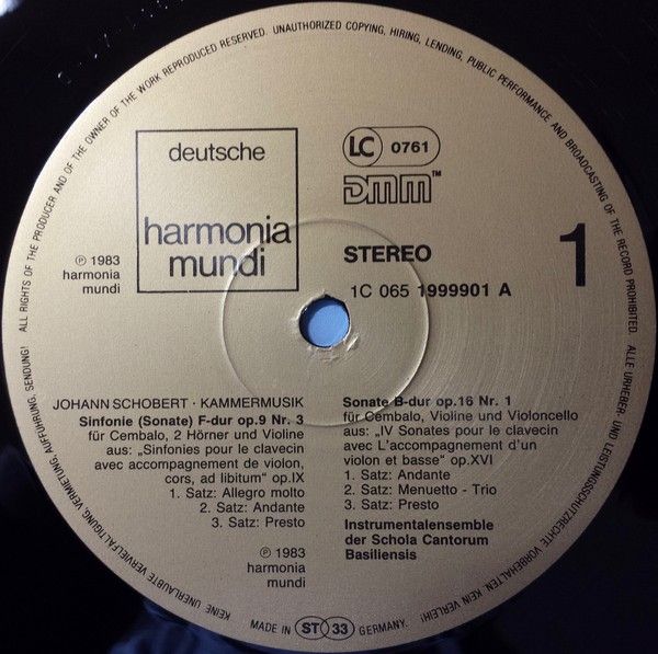 Deutsche Harmonia Mundi 1C 065 1999901 A - Johann Schobert, Jaap - Image 5