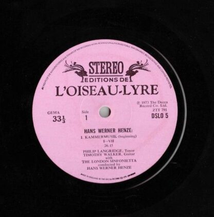 L'Oiseau-Lyre DSLO 5 - Hans Werner Henze, Philip Langridge, Timo - Image 4