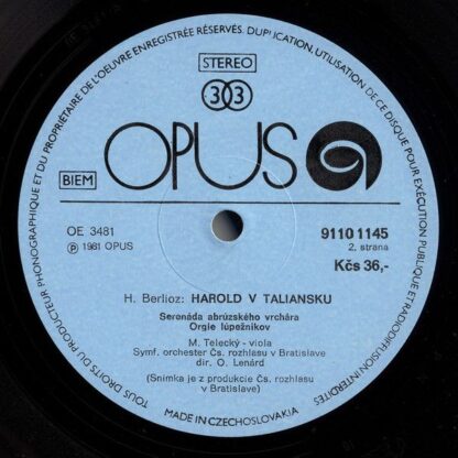 Opus 9110 1145 - Hector Berlioz, Milan Telecký, Slovak Radio Sym - Image 4