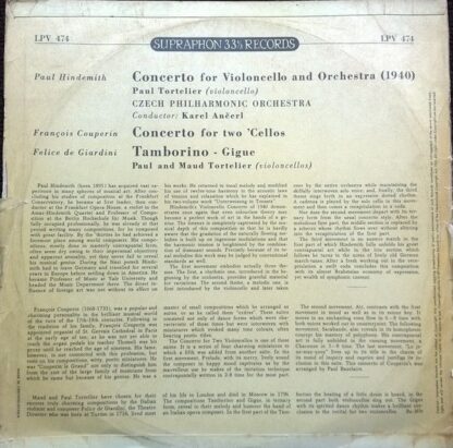 Supraphon LPV 474 - Paul Hindemith, François Couperin, Felice Gi - Image 2