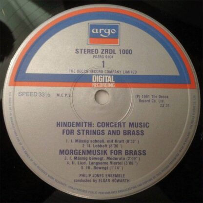 Argo ZRDL 1000 - Paul Hindemith, Philip Jones Brass Ensemble, El - Image 3
