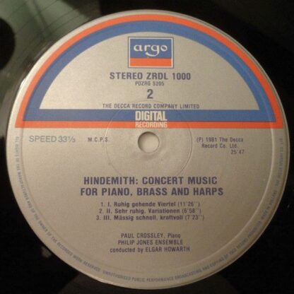 Argo ZRDL 1000 - Paul Hindemith, Philip Jones Brass Ensemble, El - Image 4