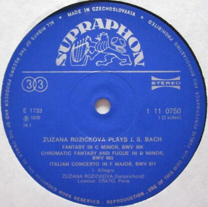 Supraphon 1 11 0750 - Zuzana Růžičková,Johann Sebastian Bach - Z - Image 3