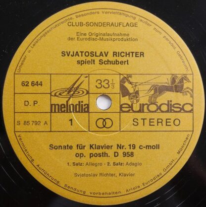 Eurodisc 62 644 - Franz Schubert, Sviatoslav Richter - Sonate C- - Image 4
