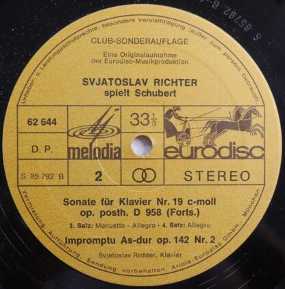 Eurodisc 62 644 - Franz Schubert, Sviatoslav Richter - Sonate C- - Image 3