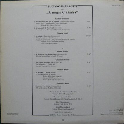 Hungaroton SLPXL 12746 - Luciano Pavarotti - A Magas C Királya - Image 2