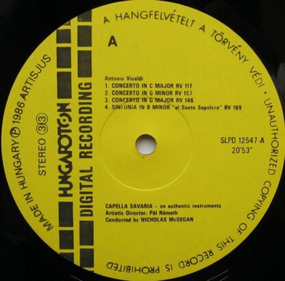 Hungaroton SLPD 12547 - Antonio Vivaldi, Capella Savaria, Nichol - Image 3