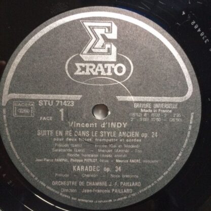 Erato STU 71423 - Vincent d'Indy,Orchestre De Chambre Jean-Franç - Image 3