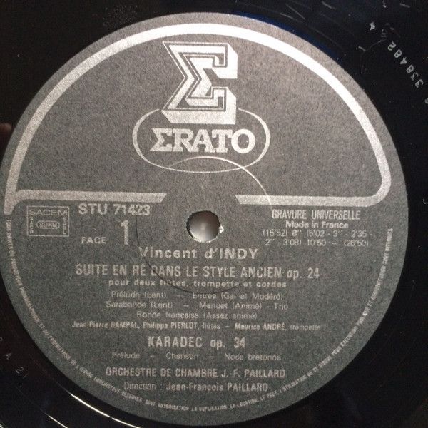 Erato STU 71423 - Vincent d'Indy, Orchestre De Chambre Jean-Fran - Image 3