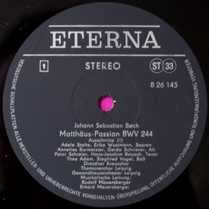 Eterna 8 26 145 - Johann Sebastian Bach, Peter Schreier, Theo Ad - Image 3