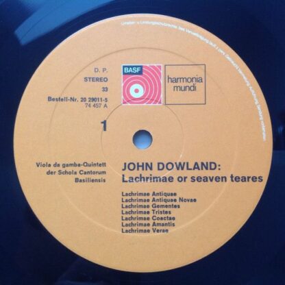 Deutsche Harmonia Mundi 20 29011-5 - John Dowland, Viola-da-Gamb - Image 3