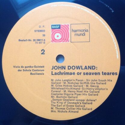 Deutsche Harmonia Mundi 20 29011-5 - John Dowland, Viola-da-Gamb - Image 4