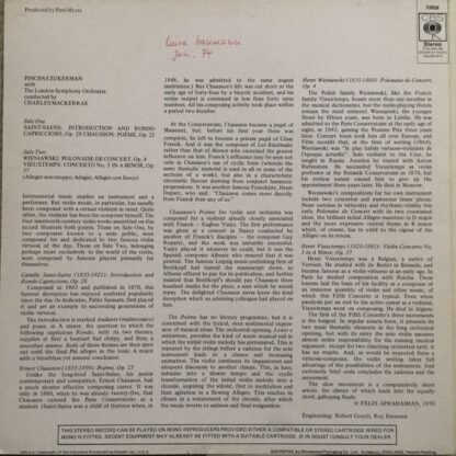 CBS S 72828 - Pinchas Zukerman, Camille Saint-Saëns, Ernest Chau - Image 2