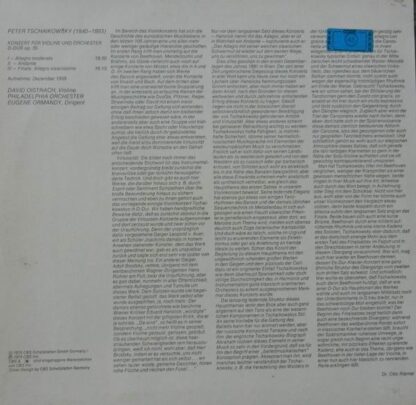 CBS 61 628 - Pyotr Ilyich Tchaikovsky, David Oistrach - Konzert - Image 2