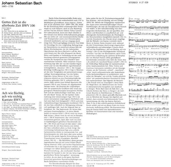 Eterna 8 27 028 - Johann Sebastian Bach - Kantaten / Gottes Zeit - Image 2