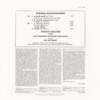 Hungaroton SLPD 12806 - Sergei Vasilyevich Rachmaninoff, Zoltán - Image 2
