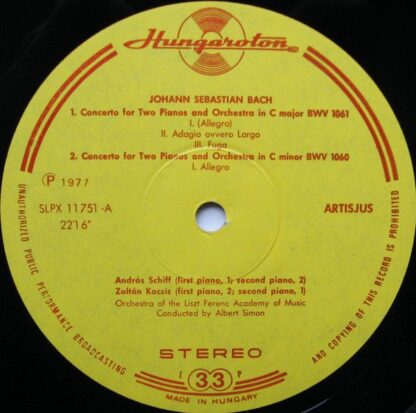 Hungaroton SLPX 11751 - Johann Sebastian Bach, Zoltán Kocsis, An - Image 3