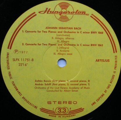 Hungaroton SLPX 11751 - Johann Sebastian Bach, Zoltán Kocsis, An - Image 4