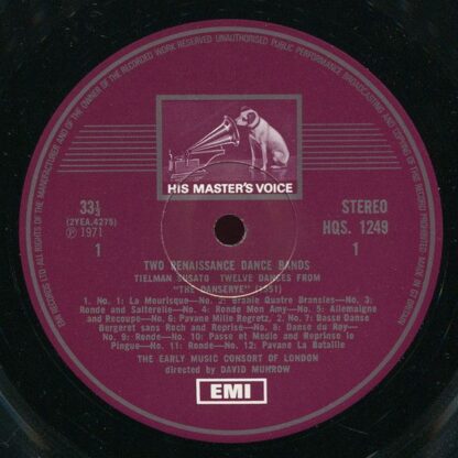 His Master's Voice HQS 1249 - The Early Music Consort Of London, - Image 2