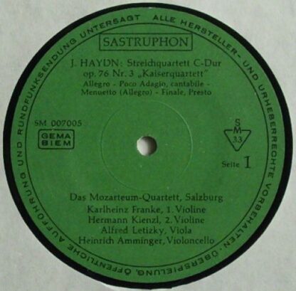 Sastruphon SM 007 005 - Mozarteum Quartett, Joseph Haydn, Wolfga - Image 3